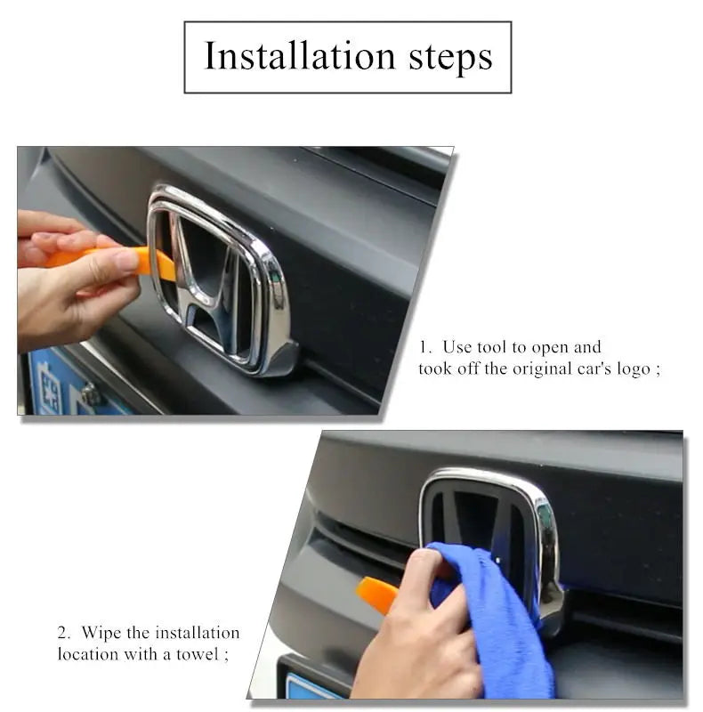 Car Steering Wheel Emblem H-Sticker Auto Front Grille Trunk Modification Accessory For Honda Civic 8th 9th 9.5th 10th Generation