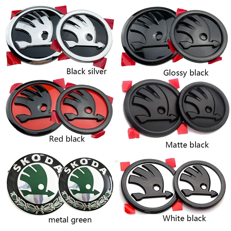 80mm 90mm ABS Emblem For Skoda Fabia 1 2 Octavia a7 RS Superb Rapid Yeti Karoq Vision Car Head Front Rear Boot Tailgate Sticker