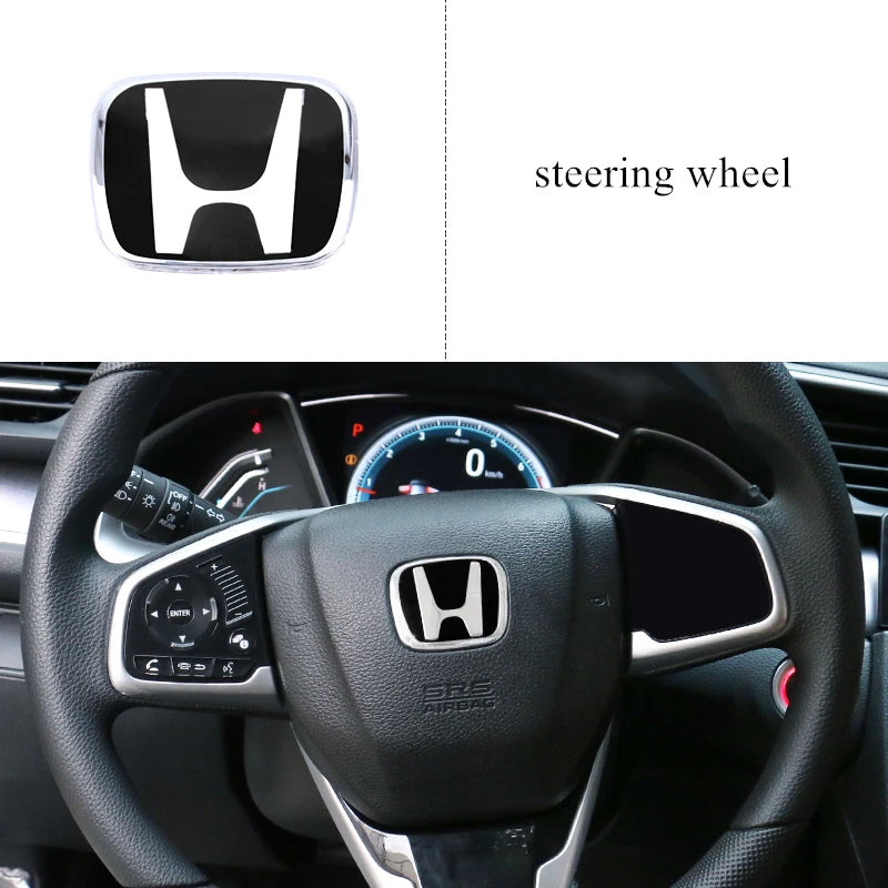 Car Steering Wheel Emblem H-Sticker Auto Front Grille Trunk Modification Accessory For Honda Civic 8th 9th 9.5th 10th Generation