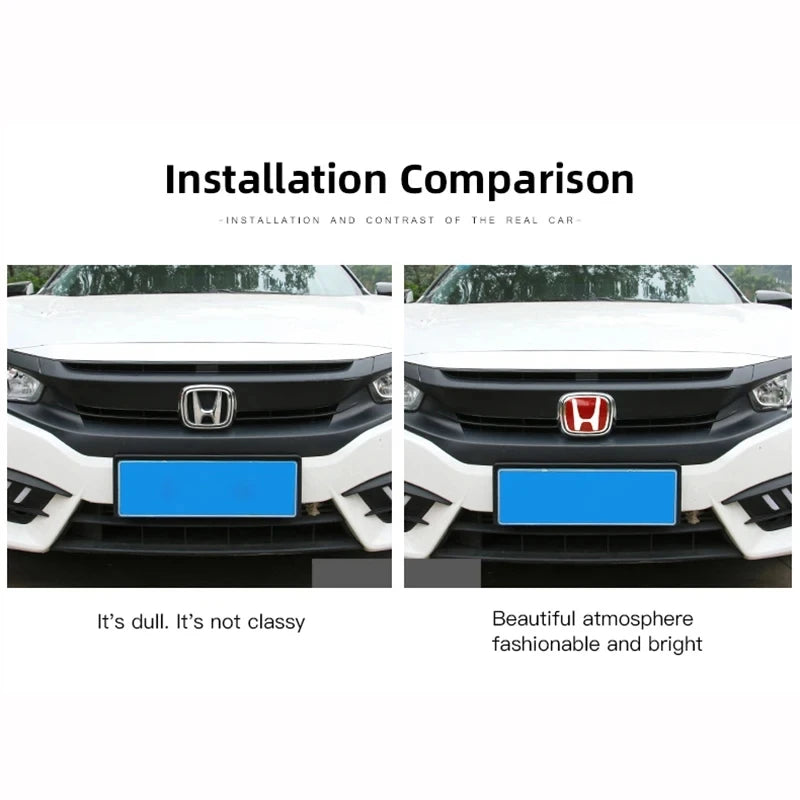 Car Steering Wheel Emblem H-Sticker Auto Front Grille Trunk Modification Accessory For Honda Civic 8th 9th 9.5th 10th Generation