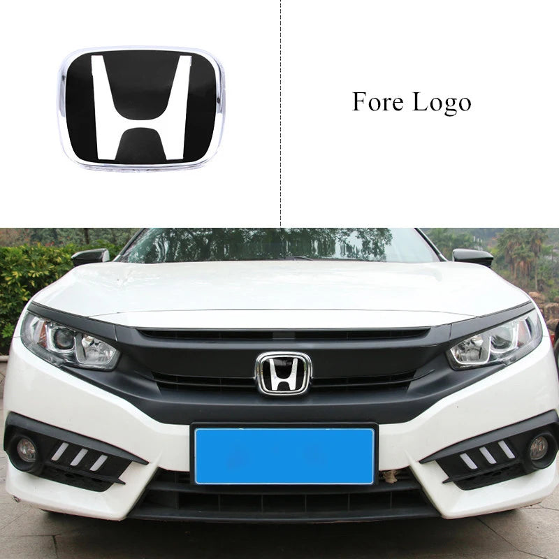 Car Steering Wheel Emblem H-Sticker Auto Front Grille Trunk Modification Accessory For Honda Civic 8th 9th 9.5th 10th Generation
